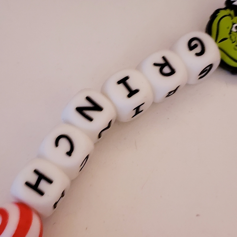 Handmade Long Glow in Dark Holiday Grinch Max Silicone Focal Bead Keychain - Picture 7 of 10